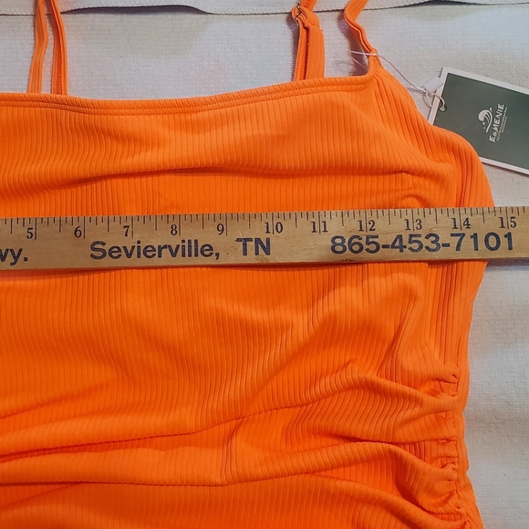 Eomenie Bright Orange Ribbed Tankini With Tummy Control. NWT Sz L - Picture 6 of 9